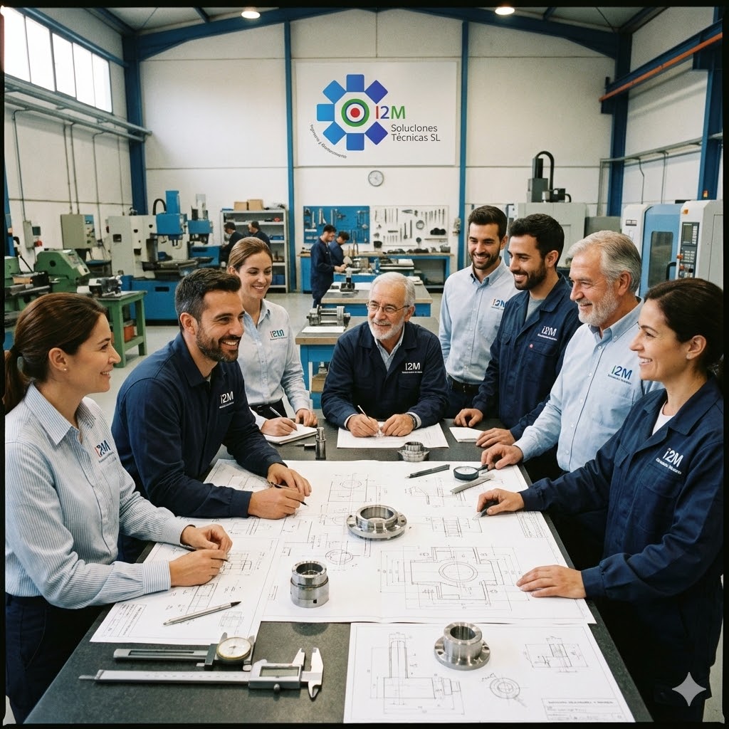 Sobre nosotros Mesa de trabajo con esquemas de planificación estratégica, notas de marketing y dibujo de una bombilla, representando la innovación en soluciones industriales.